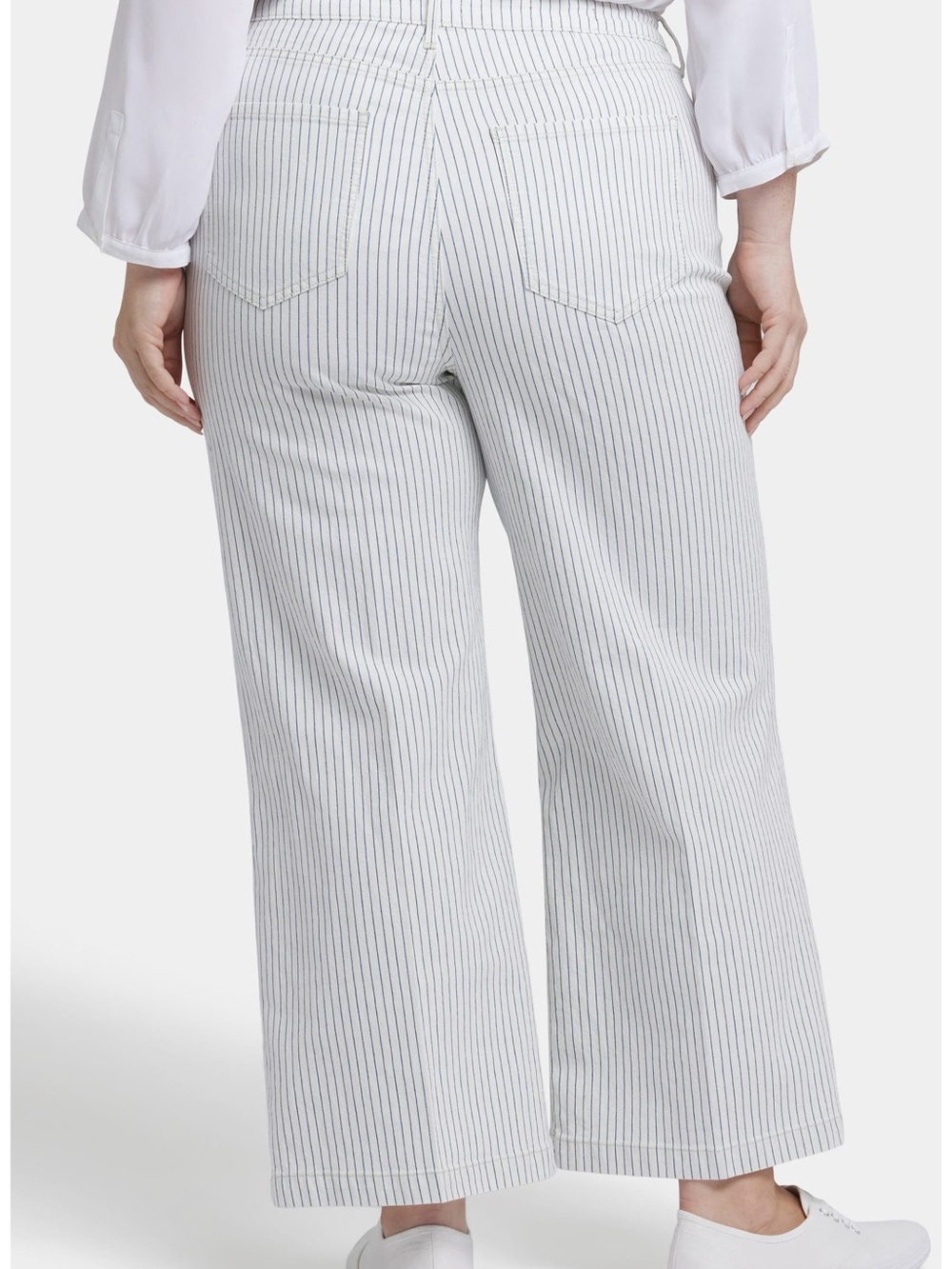 NYDJ Teresa Stripe Exposed Button Ankle Wide Leg Jeans 14W Palencia Stripe - Picture 2 of 7